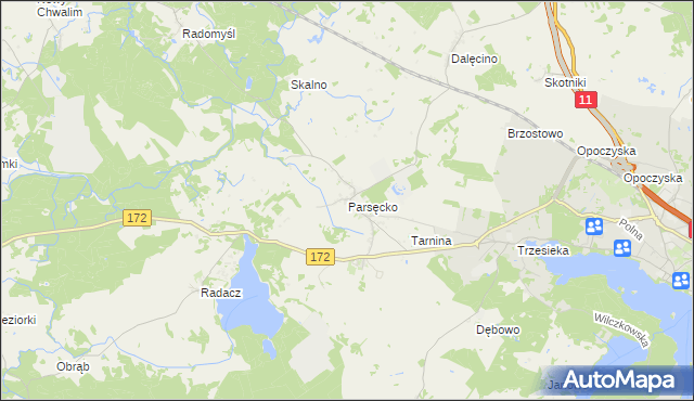 mapa Parsęcko, Parsęcko na mapie Targeo