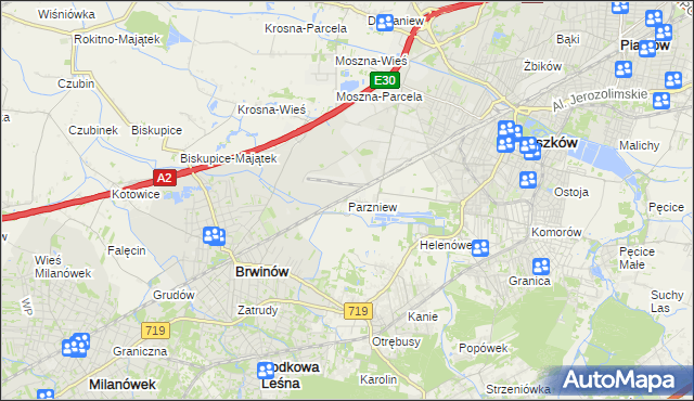 mapa Parzniew, Parzniew na mapie Targeo