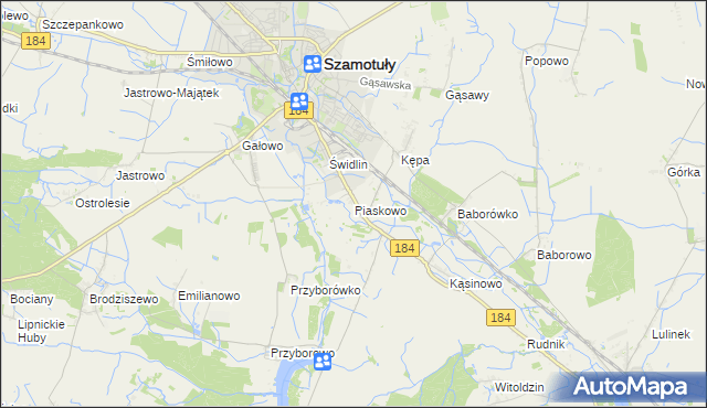 mapa Piaskowo gmina Szamotuły, Piaskowo gmina Szamotuły na mapie Targeo