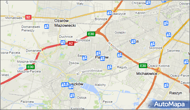 mapa Piastów powiat pruszkowski, Piastów powiat pruszkowski na mapie Targeo