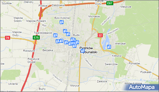 mapa Piotrków Trybunalski, Piotrków Trybunalski na mapie Targeo