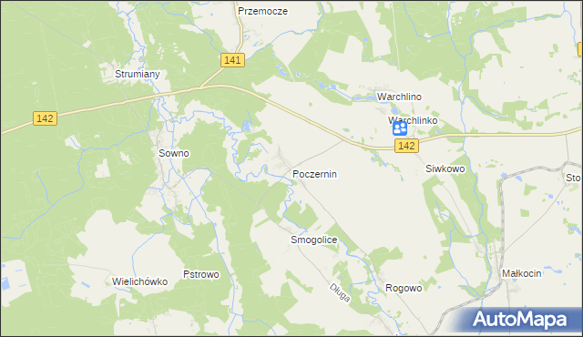 mapa Poczernin gmina Stargard, Poczernin gmina Stargard na mapie Targeo