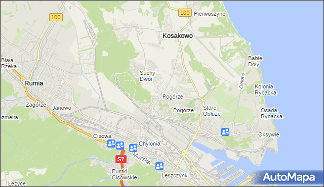 mapa Pogórze gmina Kosakowo, Pogórze gmina Kosakowo na mapie Targeo