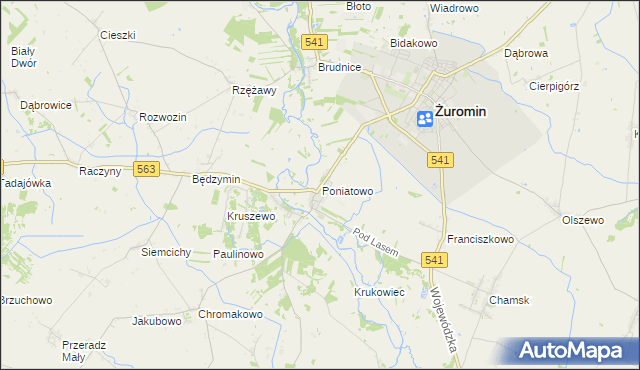 mapa Poniatowo gmina Żuromin, Poniatowo gmina Żuromin na mapie Targeo