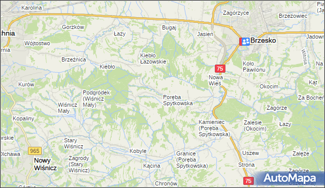 mapa Poręba Spytkowska, Poręba Spytkowska na mapie Targeo