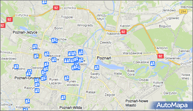 mapa Poznania, Poznań na mapie Targeo