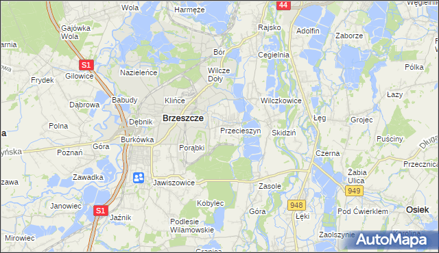 mapa Przecieszyn, Przecieszyn na mapie Targeo