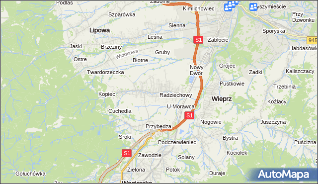 mapa Radziechowy, Radziechowy na mapie Targeo