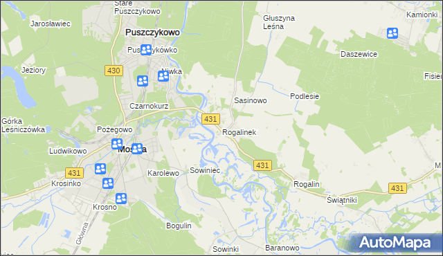 mapa Rogalinek, Rogalinek na mapie Targeo