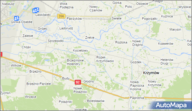 mapa Rożek Krzymowski, Rożek Krzymowski na mapie Targeo