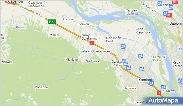 mapa Sadowa gmina Łomianki, Sadowa gmina Łomianki na mapie Targeo