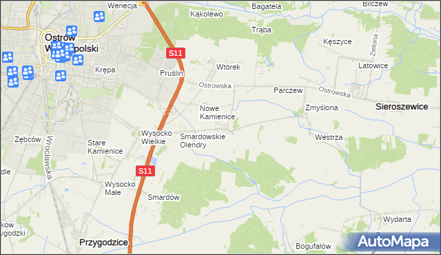 mapa Sadowie gmina Ostrów Wielkopolski, Sadowie gmina Ostrów Wielkopolski na mapie Targeo