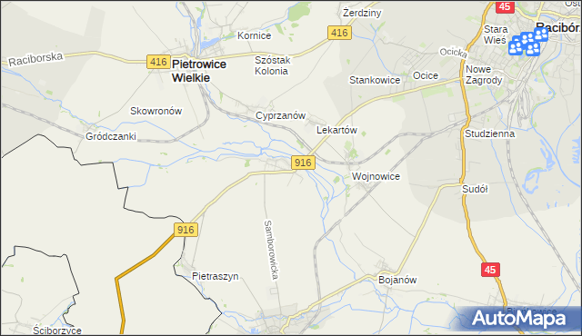 mapa Samborowice gmina Pietrowice Wielkie, Samborowice gmina Pietrowice Wielkie na mapie Targeo