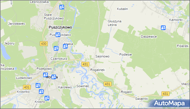 mapa Sasinowo, Sasinowo na mapie Targeo