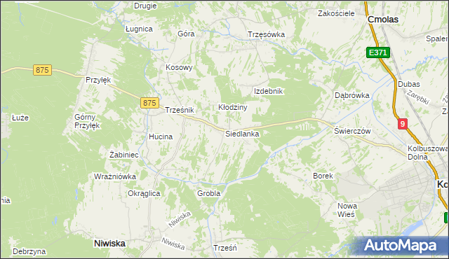 mapa Siedlanka, Siedlanka na mapie Targeo