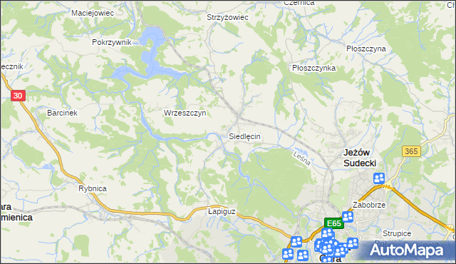 mapa Siedlęcin, Siedlęcin na mapie Targeo