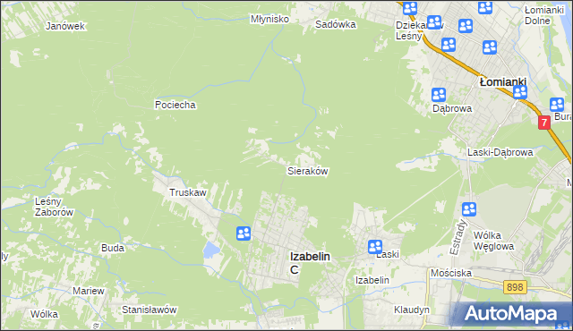 mapa Sieraków gmina Izabelin, Sieraków gmina Izabelin na mapie Targeo