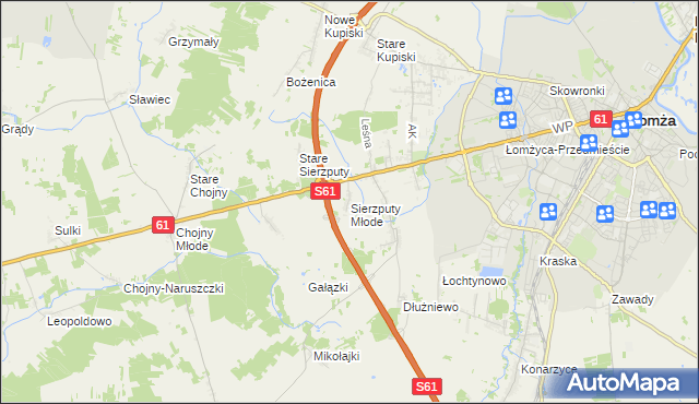 mapa Sierzputy Młode, Sierzputy Młode na mapie Targeo