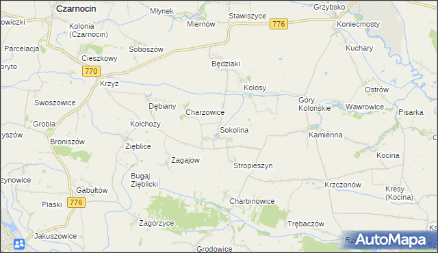 mapa Sokolina, Sokolina na mapie Targeo