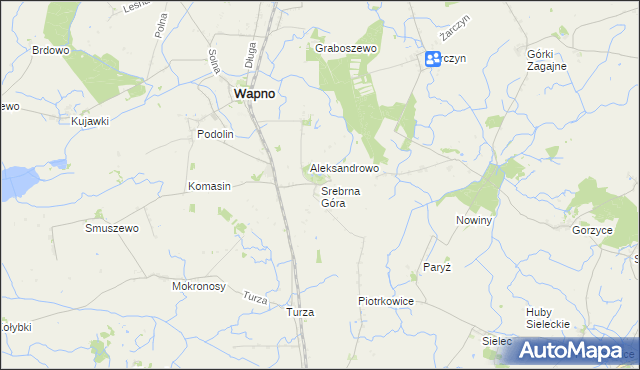 mapa Srebrna Góra gmina Wapno, Srebrna Góra gmina Wapno na mapie Targeo