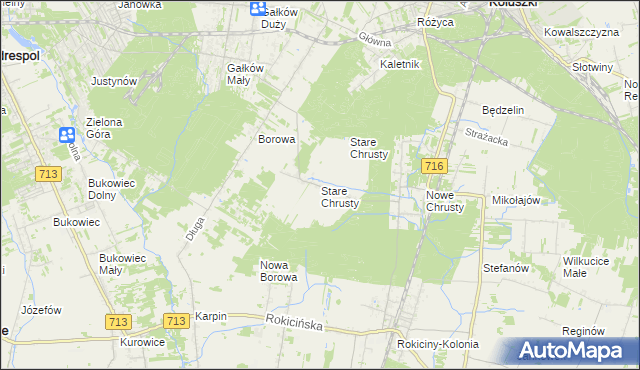 mapa Stare Chrusty gmina Rokiciny, Stare Chrusty gmina Rokiciny na mapie Targeo
