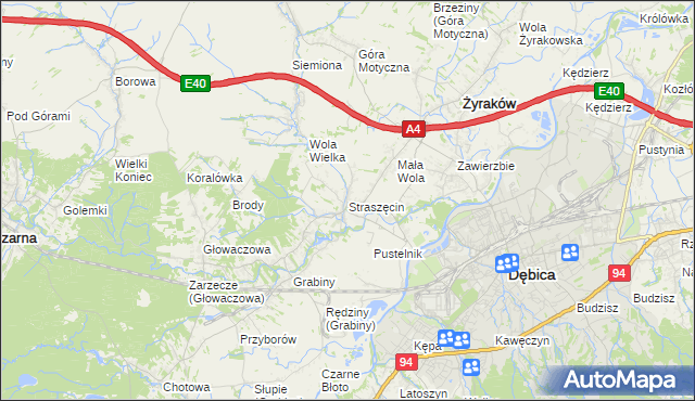 mapa Straszęcin, Straszęcin na mapie Targeo