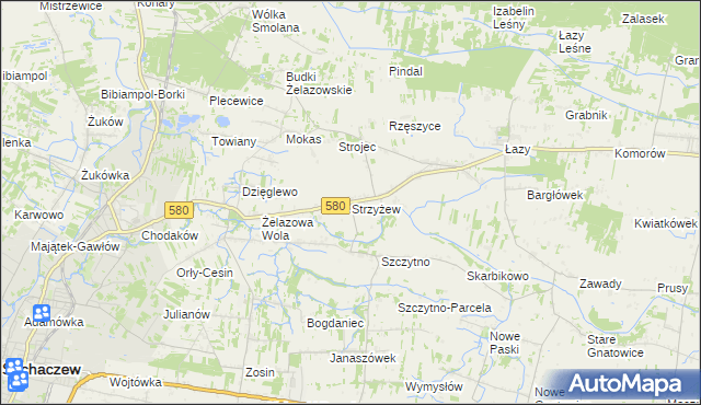 mapa Strzyżew gmina Kampinos, Strzyżew gmina Kampinos na mapie Targeo