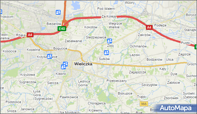 mapa Sułków gmina Wieliczka, Sułków gmina Wieliczka na mapie Targeo