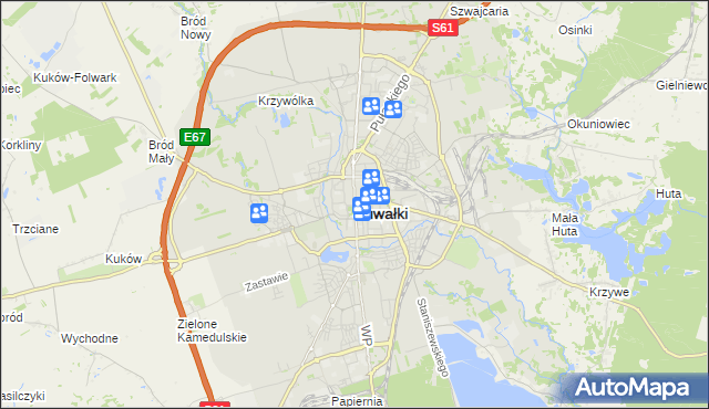 mapa Suwałk, Suwałki na mapie Targeo