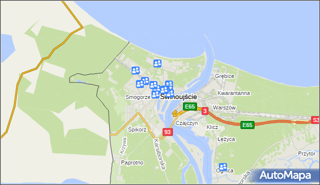 mapa Świnoujście, Świnoujście na mapie Targeo