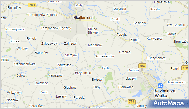 mapa Szczekarzów, Szczekarzów na mapie Targeo