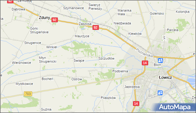 mapa Szczudłów, Szczudłów na mapie Targeo
