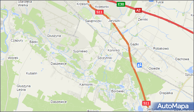 mapa Szczytniki gmina Kórnik, Szczytniki gmina Kórnik na mapie Targeo