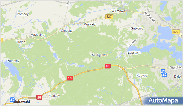 mapa Szelągowo, Szelągowo na mapie Targeo