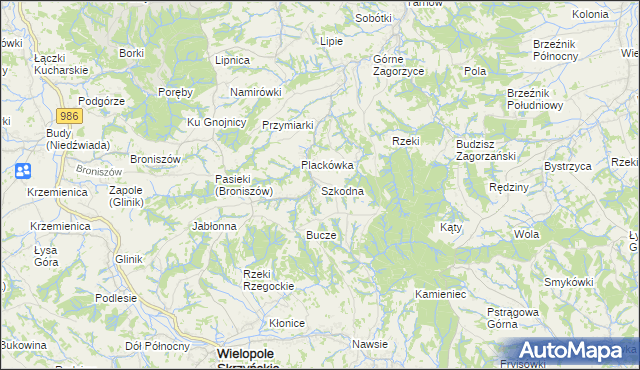 mapa Szkodna, Szkodna na mapie Targeo