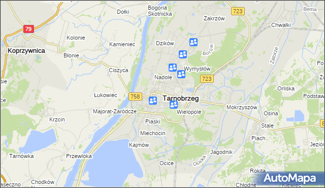 mapa Tarnobrzegu, Tarnobrzeg na mapie Targeo