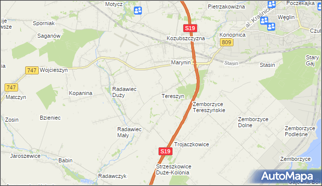 mapa Tereszyn, Tereszyn na mapie Targeo