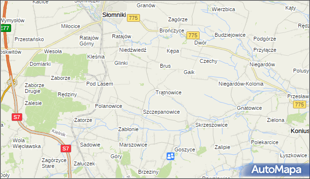 mapa Trątnowice, Trątnowice na mapie Targeo