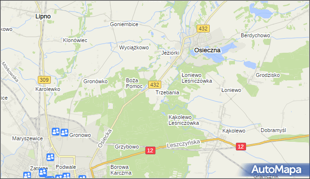 mapa Trzebania, Trzebania na mapie Targeo