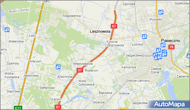 mapa Wilcza Góra gmina Lesznowola, Wilcza Góra gmina Lesznowola na mapie Targeo