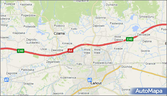 mapa Wola Mała gmina Czarna, Wola Mała gmina Czarna na mapie Targeo