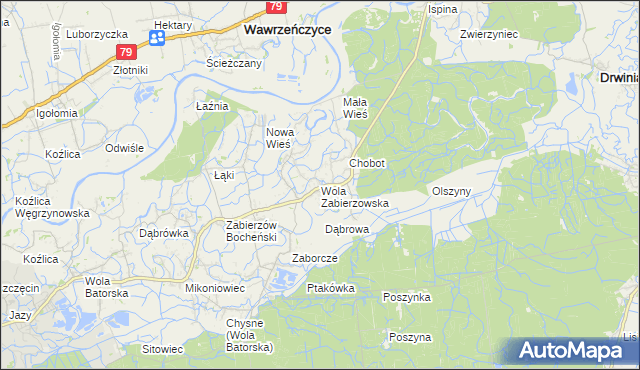 mapa Wola Zabierzowska, Wola Zabierzowska na mapie Targeo