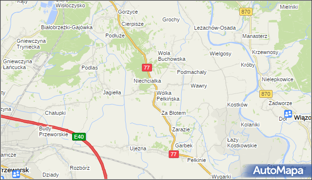 mapa Wólka Pełkińska, Wólka Pełkińska na mapie Targeo