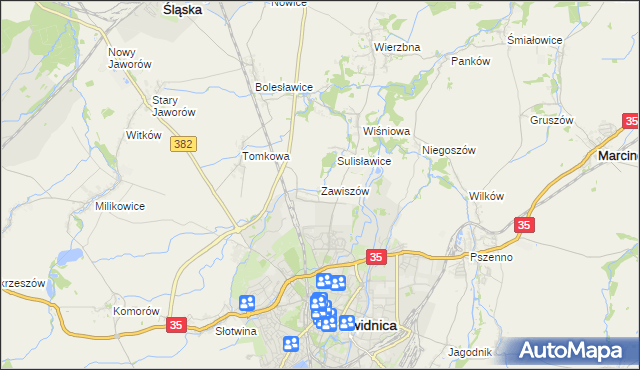 mapa Zawiszów, Zawiszów na mapie Targeo