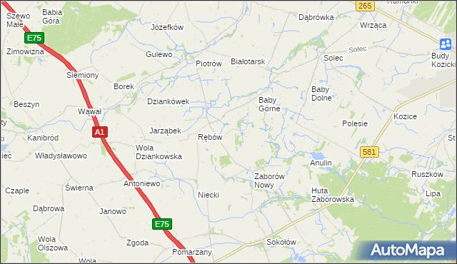 mapa Zieleniec gmina Gostynin, Zieleniec gmina Gostynin na mapie Targeo
