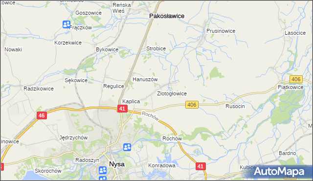 mapa Złotogłowice, Złotogłowice na mapie Targeo