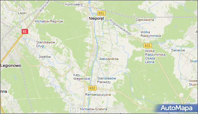 mapa Aleksandrów gmina Nieporęt, Aleksandrów gmina Nieporęt na mapie Targeo