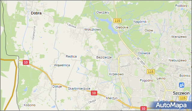 mapa Bezrzecze, Bezrzecze na mapie Targeo