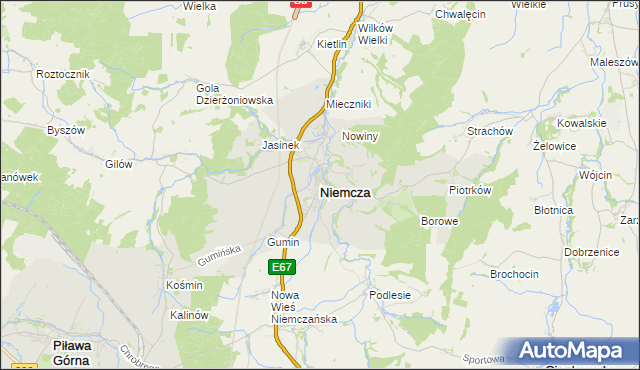 mapa Niemcza, Niemcza na mapie Targeo