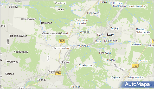 mapa Wiesiółka gmina Łazy, Wiesiółka gmina Łazy na mapie Targeo